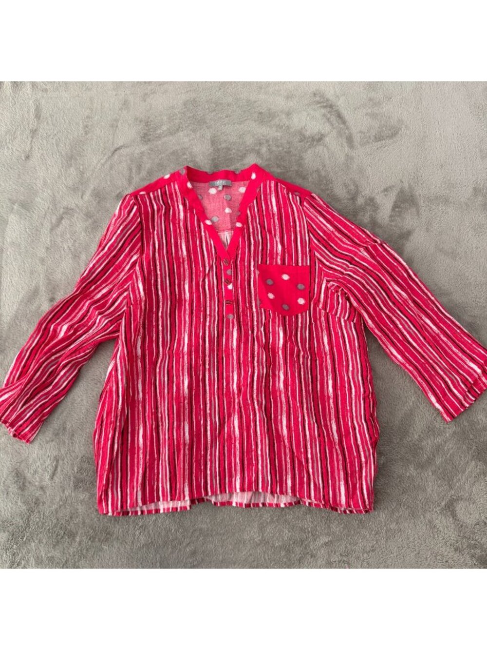 Habitat Clothes To Live In Pink Striped Blouse Shirt LARGE Artsy Lagenlook